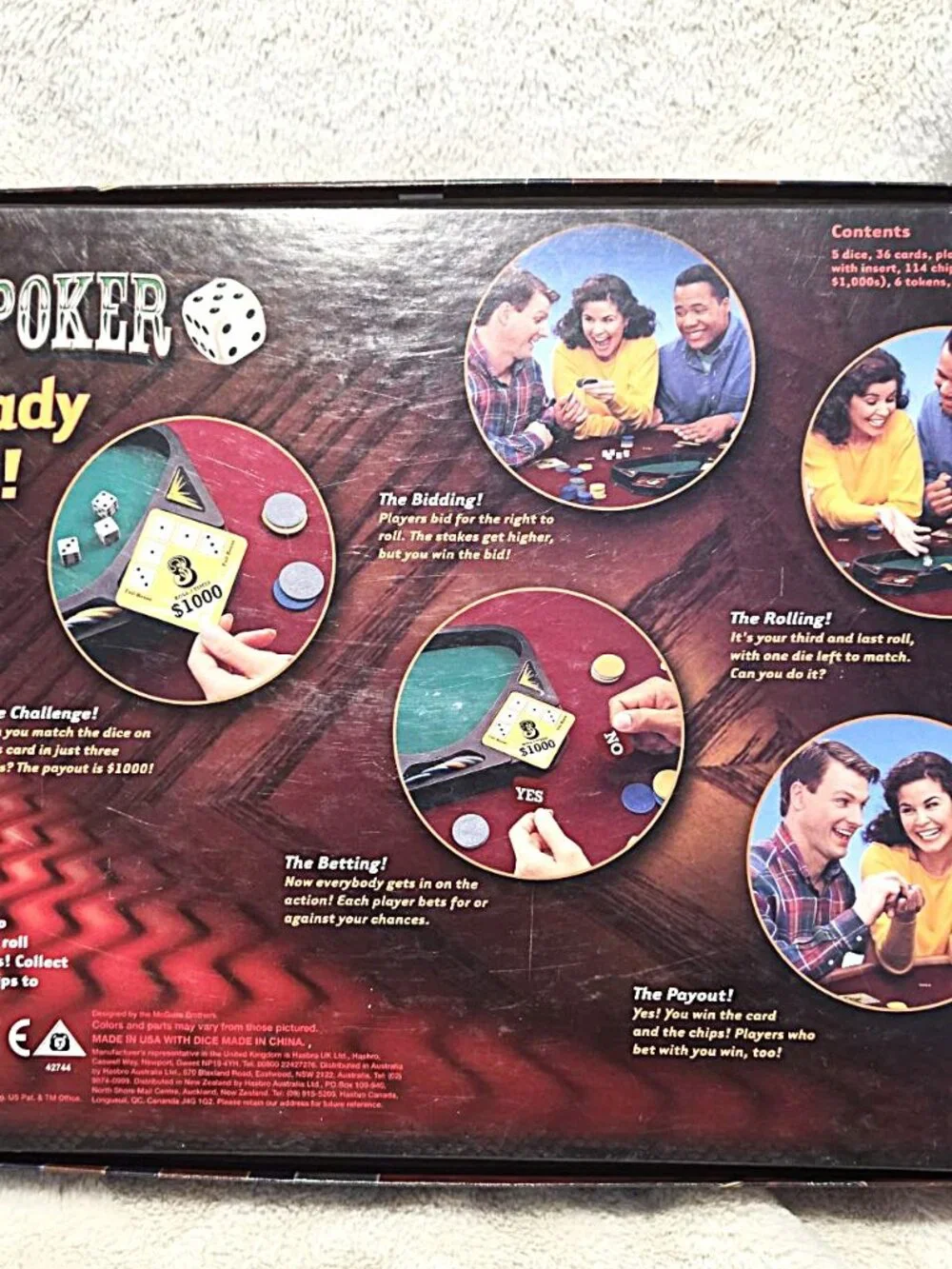 Yahtzee Deluxe Poker Dice Board Game Parker Brothers 2005 - No Instructions Book